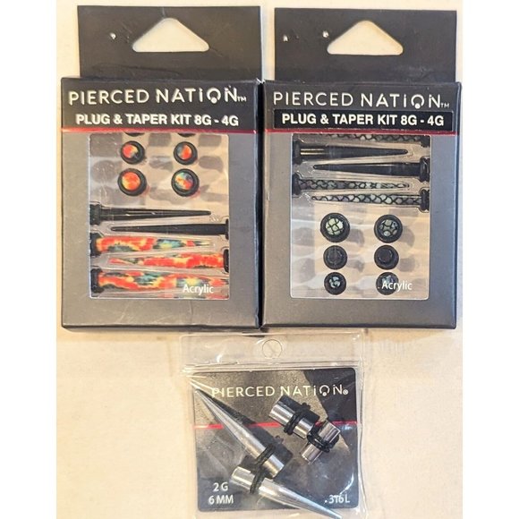 14 Pairs Acrylic And Steel Tapers and Plugs Gauges Ear Stretching Kits NEW - Picture 1 of 4